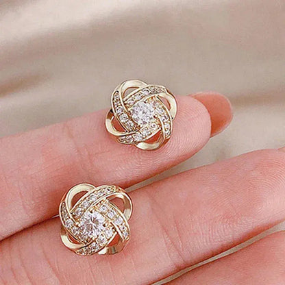 Luxe Spiral Cross Floral Earrings