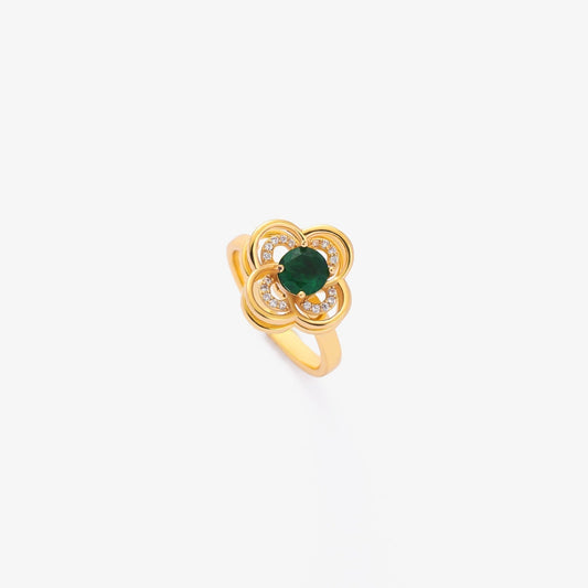Gold Emerald Blossom Ring