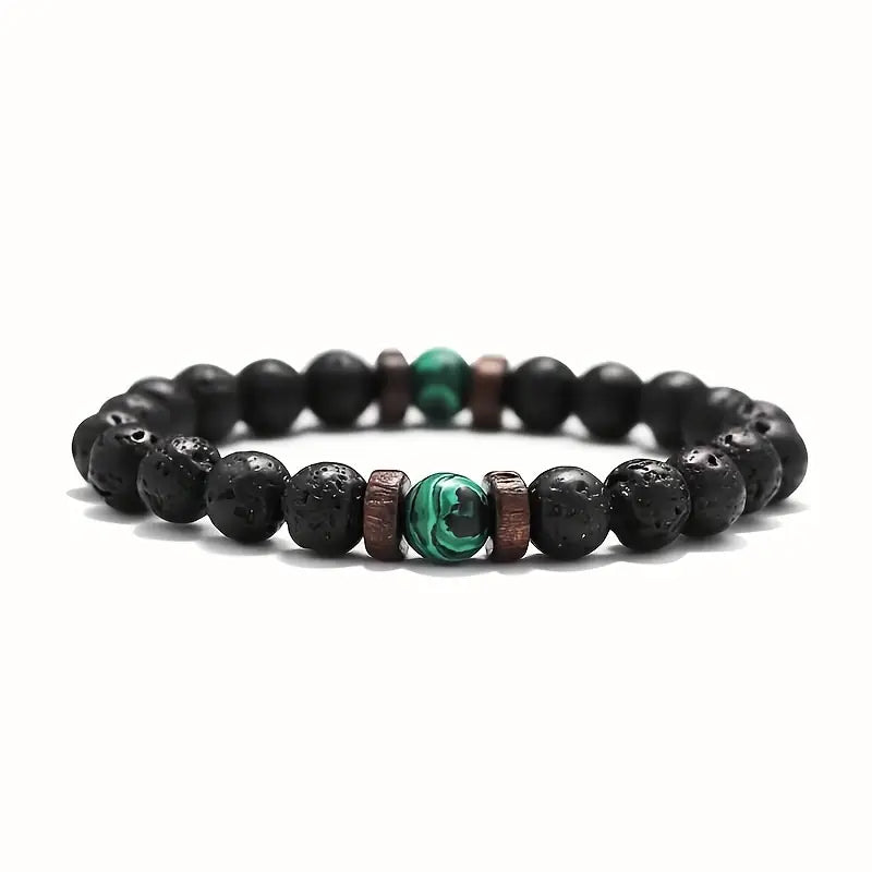 Vintage Earthy Stone Beaded Masculine Bracelet Premium