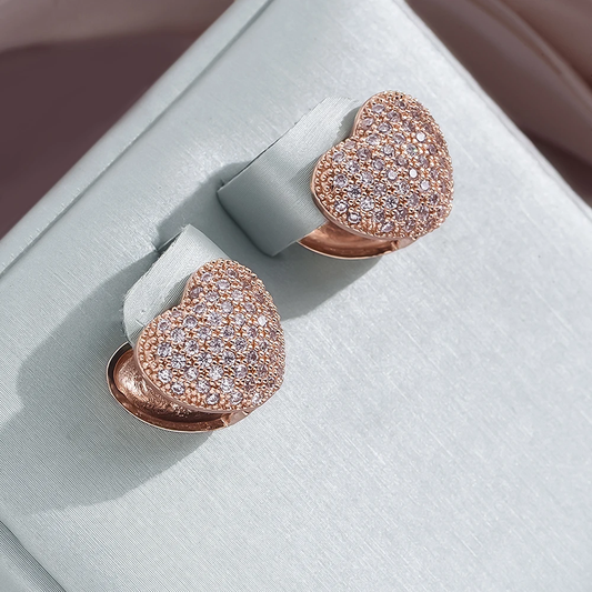 Elegant gold-colored heart earrings