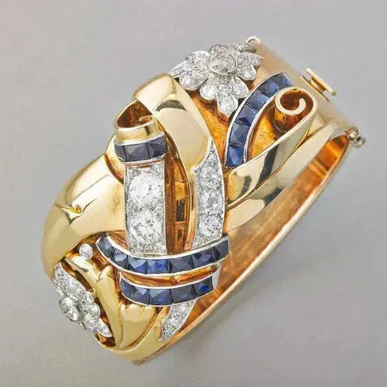 Blue Zirconia Vintage Gold Ring