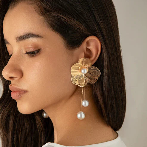 Bohemian Earrings with Pearls and Petals
